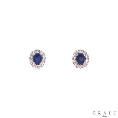 Graff White Gold Diamond And Sapphire Earrings
