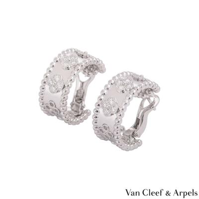 Van Cleef & Arpels White Gold Perl?e Clovers Earrings VCARO2ML00 
