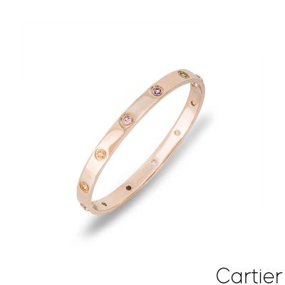 Cartier Rose Gold Coloured Stones Love Bracelet Size 16 B6036516