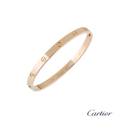 Cartier Rose Gold Plain Love Bracelet Size 17 B6035617