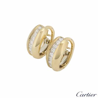 Cartier Yellow Gold Bombe Diamond Earrings 