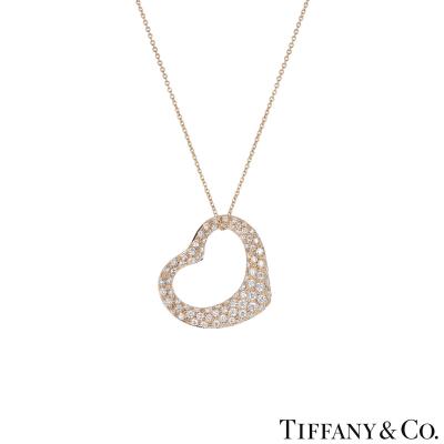 Tiffany & Co. Rose Gold Diamond Elsa Peretti Heart Necklace 