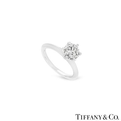 Tiffany & Co. Platinum Round Brilliant Cut Diamond Setting Ring 1.08ct I/VS1 XXX
