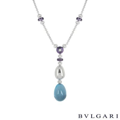 Bvlgari White Gold Diamond & Multi-Gem Mediterranean Eden Necklace CL855840
