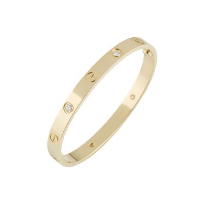 Cartier Yellow Gold Half Diamond Love Bracelet Size 17 B6035917