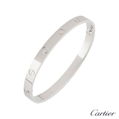 Cartier White Gold Plain Love Bracelet Size 21 B6035421