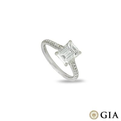 Platinum Emerald Cut Diamond Ring 2.01ct E/SI1