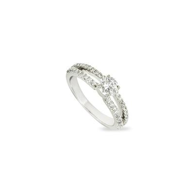 White Gold Round Brilliant Cut Diamond Ring 0.59ct F/VS1