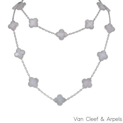 Van Cleef & Arpels White Gold Vintage Alhambra Necklace VCARF48800