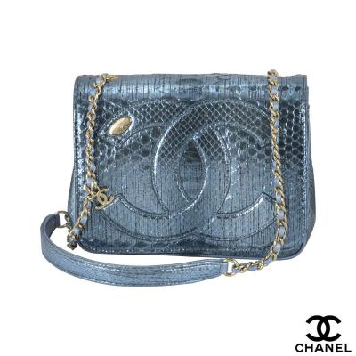 Chanel Blue Python Cross body Handbag