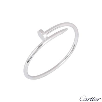 Cartier White Gold Plain Juste Un Clou Bracelet Size 17 B6048317
