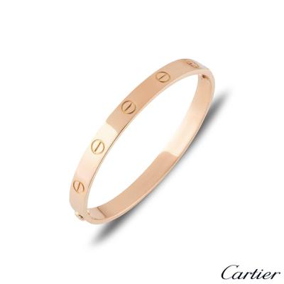 Cartier Rose Gold Plain Love Bracelet Size 17 B6035617