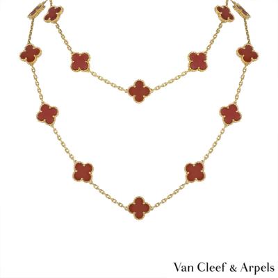 Van Cleef & Arpels Carnelian Vintage Alhambra Necklace VCARD39800
 
