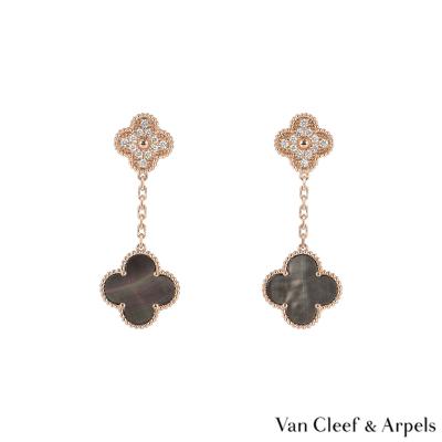 Van Cleef & Arpels Rose Gold Diamond Magic Alhambra Earrings