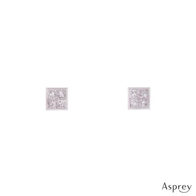 Asprey Platinum Square Diamond Earrings