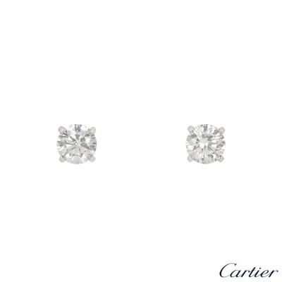 Cartier Platinum Diamond 1895 Earrings 2.01ct TDW F/VS1 