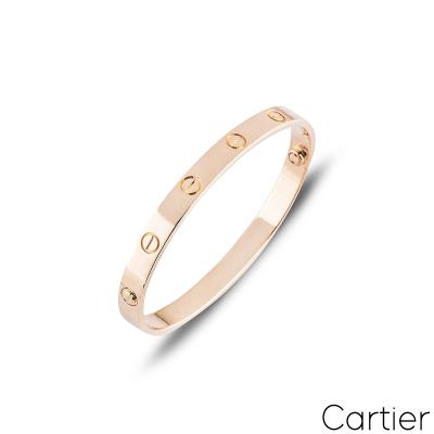 Cartier Rose Gold Plain Love Bracelet Size 16 B6035616