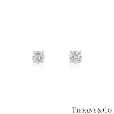 Tiffany & Co. Diamond Platinum Stud Earrings 2.02ct TDW I/VS1