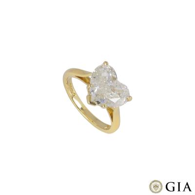 Yellow Gold Heart Cut Diamond Ring 2.83ct L/I2