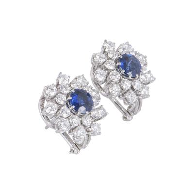 White Gold Sapphire And Diamond Earrings