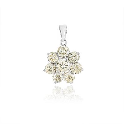 White Gold Diamond Flower Pendant 7.05ct TDW