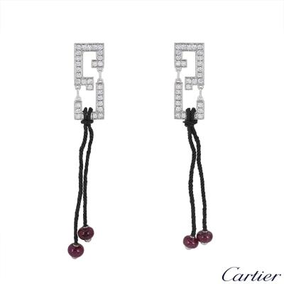 Cartier White Gold Diamond Le Baiser Du Dragon Earrings