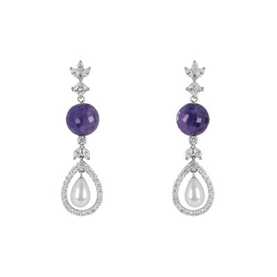 White Gold Diamond And Multi-Stone Earrings 