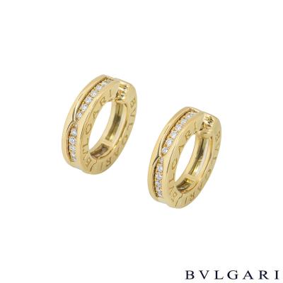 Bvlgari Yellow Gold Diamond B.Zero1 Set Hoop Earrings
