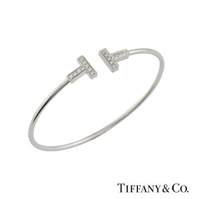 Tiffany & Co. White Gold Diamond Tiffany T Bracelet