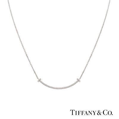 Tiffany & Co. White Gold Diamond T Smile Pendant