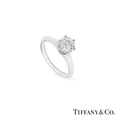Tiffany & Co. Platinum Round Brilliant Cut Diamond Setting Ring 1.01ct E/VS1 
