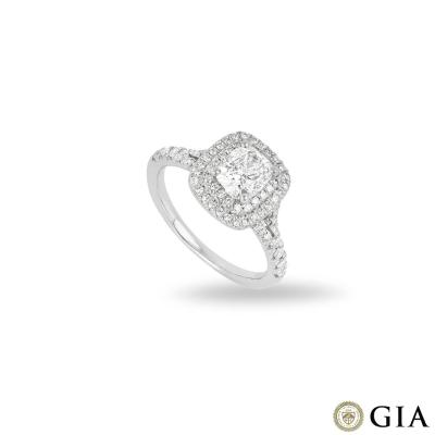 Platinum Cushion Cut Diamond Ring 1.01ct D/SI2