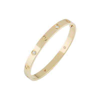 Cartier Yellow Gold Half Diamond Love Bracelet Size 16 B6035916