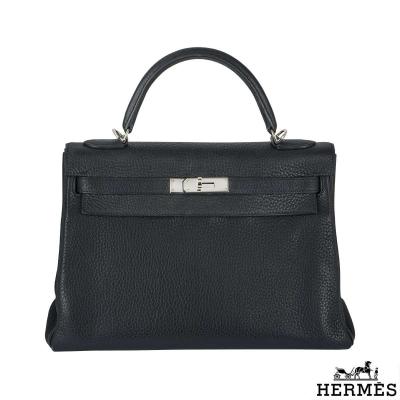 Hermés Kelly 32cm Bleu Indigo Veau Taurillon Clemence PHW