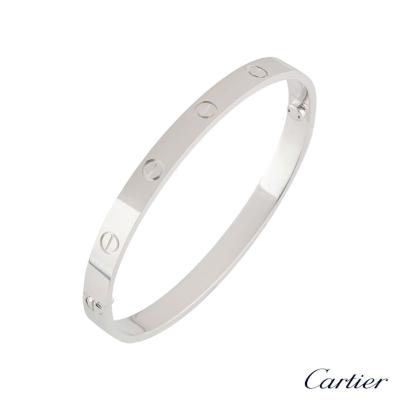 Cartier White Gold Plain Love Bracelet Size 19 B6035419