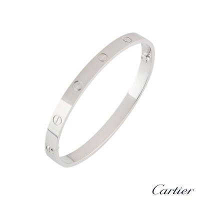 Cartier White Gold Plain Love Bracelet Size 19 B6035419