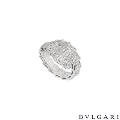 Bvlgari White Gold Diamond Serpenti Ring 345209