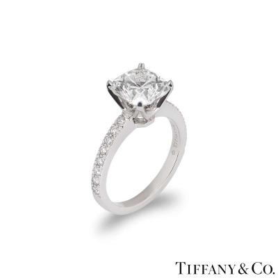Tiffany & Co. Platinum Cushion Cut Diamond Novo Ring 2.19ct G/VS1