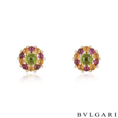 Bvlgari Rose Gold Diamond and Multi-Gemstone Earrings
