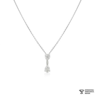 White Gold Pear Cut Diamond Drop Pendant 1.58ct TDW