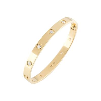 Cartier Yellow Gold Full Diamond Love Bracelet Size 17 B6040517