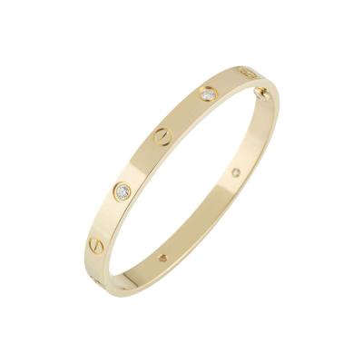 Cartier Unworn Yellow Gold Half Diamond Love Bracelet Size 17 B6035917