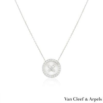 Van Cleef & Arpels White Gold Diamond Button Pendant