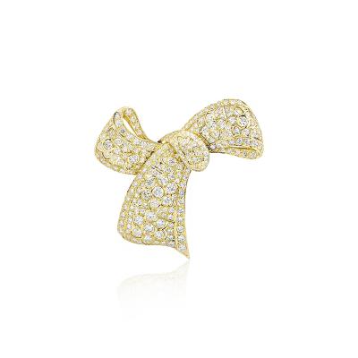 Yellow Gold Diamond Bow Brooch