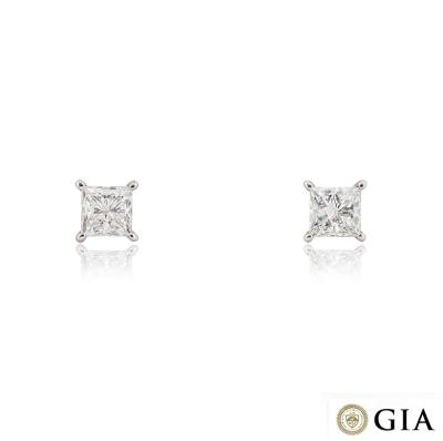 White Gold Princess Cut Diamond Earrings 3.42ct TDW I/VS2