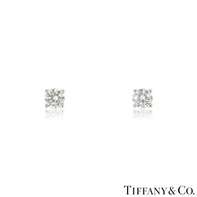 Tiffany & Co. Solitaire Diamond Platinum Stud Earrings?1.24ct TDW