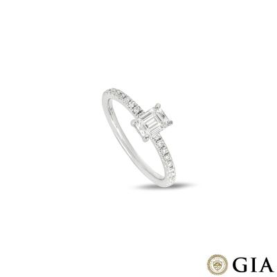 White Gold Emerald Cut Diamond Ring 0.59ct D/VS1