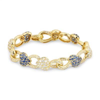 Yellow Gold Sapphire and Diamond Heart Bracelet 