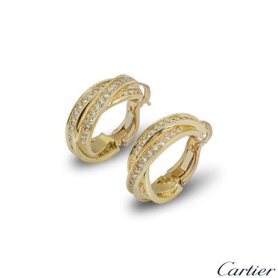 Cartier Yellow Gold Diamond Trinity Earrings