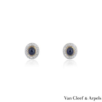 Van Cleef & Arples Yellow Gold Sapphire & Diamond Clip Earrings